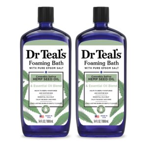 Dr Teal’s Foaming Bath with Pure Epsom Salt, Cannabis Sativa Hemp Seed Oil, 34 fl oz (Pack of 2)