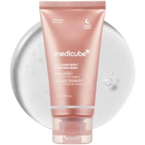 medicube Collagen Overnight Wrapping Peel Off Facial Mask Pack – Elasticity & Hydration Care, Reduces Sagging & Dullness – Hydrolyzed Collagen For Glowing Skin – Korean Skin Care, 2.53 fl.oz