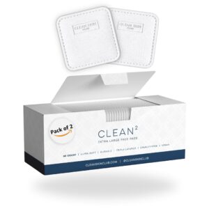 Clean Skin Club Clean² Pads 2.0 [NEW & IMPROVED EDGES] Guaranteed Not to Shed & Tear, Unique Triple Layers, Textured Side & Ultra Soft Side, Organic Disposable Cotton, Pair with Makeup Remover 2 pack