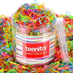 Teenitor Elastic Hair Bands, Small Hair Elastics, 2000pcs Multi Color Hair Ties, Hair Holder Elastic Rubber Bands for Girls, 11 Colors