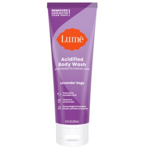 Lume Acidified Body Wash – 24 Hour Odor Control – Removes Odor Better than Soap – Moisturizing Formula – Formulated Without SLS or Parabens – OB/GYN Developed – 8.5 ounce (Lavender Sage)