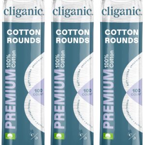 Cliganic Premium Cotton Rounds for Face (300 Count) – Makeup Remover Pads, Hypoallergenic, Lint-Free | 100% Pure Cotton (Packaging May Vary)