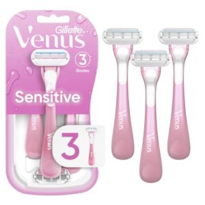 Gillette Venus Sensitive Women’s Disposable Razors – Single Package of 3 Razors