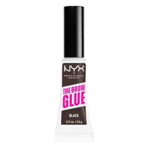 NYX PROFESSIONAL MAKEUP The Brow Glue, Extreme Hold Tinted Eyebrow Gel – Black