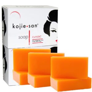 Kojie San Skin Soap – Original Kojic Acid Soap that Reduces Dark Spots, Hyperpigmentation, & Scars with Coconut & Tea Tree Oil – 65g x 6 Bars
