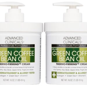 Advanced Clinicals Green Coffee Bean Thermo – Firming Body Lotion | Caffeine Infused Collagen Cream Moisturizer & Body Cream For Women, Stomach, Legs, & To Improve Look Of Textured Crepey Skin, 2pack