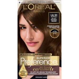 L’Oreal Paris Superior Preference Fade-Defying + Shine Permanent Hair Color, UL51 Hi-Lift Natural Brown, Pack of 1, Hair Dye