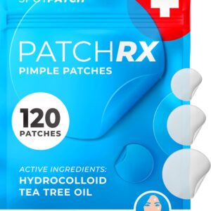 PatchRx Pimple Patches for Face (120 Patches), Hydrocolloid Acne Patches with Tea Tree Oil, Pimple Patch Pimple Stickers – Hydrocolloid Patch Acne Dots – Acne Pimple Patches For Face – Zit Patches