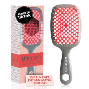 FHI Heat UNbrush Detangling Brush for Pain-Free Brushing on All Wet or Dry Hair Types — Durable DuoFlex Anti-Static Bristles, Lightweight Handle, Vented Hair Brush, Nordic Berry