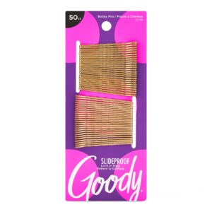 Goody SlideProof Bobby Pins – 50 Ct, Metallic Blonde, High Gloss Bobby Hair Pins for Styling, Lock In Style, Comfortable, Pain-Free Hair Accessories for Women & Men, All Hair Types