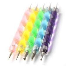 Set of 5 Multi Coloured Swirl Double Ended Nail Art Dotting/Marbleizing tools + 100 Lint Free Nail Wipes by Boolavard® TM