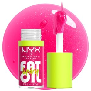 NYX PROFESSIONAL MAKEUP Fat Oil Lip Drip, Moisturizing Lip Oil Gloss, Vegan Tinted Formula, Up to 12 HR Hydration – Supermodel (Shimmering Magenta)