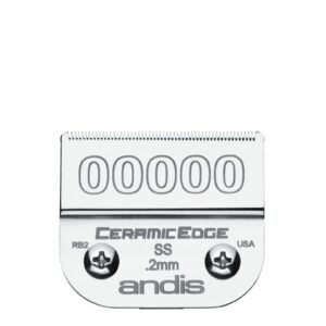 Andis 64730 CeramicEdge Carbon-Infused Steel Detachable Clipper Blade, Size 00000, /25-Inch Cut Length, Chrome, 1 Count