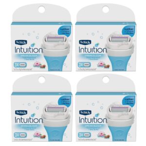 Schick Intuition – Lather & Shave In One Stop – Spring Bloom with Shea Butter, Fresh Floral Scent – Women’s Razor Blade Refills – 3 Ct Pack of 4 = 12 Cartridges
