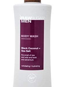 RAW SUGAR Men’s Body Wash 25 fl oz (Pack of 1) (Black Coconut + Sea Salt)