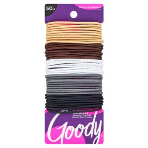 Goody Ouchless Elastic Hair Ties – 50 Ct, Assorted Neutrals, 2MM Rubber Bands for Hair, Pain-Free Hair Accessories for Women & Men, Made for Long-Lasting Braids, Ponytails & More, For Fine Hair