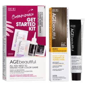 AGE beautiful Permanent Hair Color Dye Liqui Creme & Developer Starter Kit | 100% Gray Coverage | Anti-Aging | Biotin for Thicker, Fuller, Healthier Hair | 8NNV Medium Intense Neutral Violet Blonde