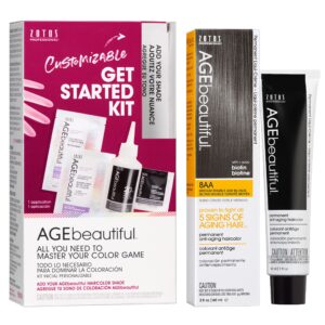 AGE beautiful Permanent Hair Color Dye Liqui Creme & Developer Starter Kit | 100% Gray Coverage | Anti-Aging | Biotin for Thicker, Fuller, Healthier Hair | 8AA Double Ash