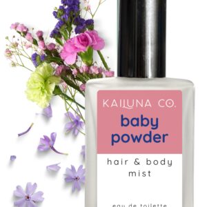 Baby Powder Natural Hair & Body Mist Spray, Pure Essential and Fragrance Oils, Alcohol-Free, Handmade in California, 0.5Fl Oz