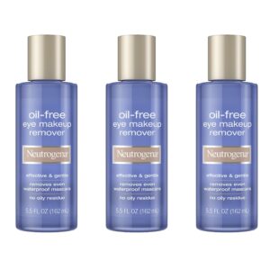 Neutrogena Gentle Oil-Free Eye Makeup Remover & Cleanser for Sensitive Eyes, Non-Greasy Makeup Remover, Removes Waterproof Mascara, Dermatologist & Ophthalmologist Tested, 5.5 fl. oz, 3 Pack