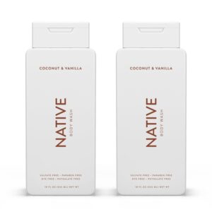 Native Body Wash Contains Naturally Derived Ingredients | For Women & Men, Sulfate, Paraben, & Dye Free Leaving Skin Soft and Hydrated | Coconut & Vanilla 18 oz – 2 Pk