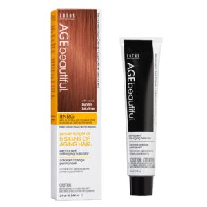 AGE beautiful Permanent Hair Color Dye Liqui Creme | 100% Gray Coverage | Anti-Aging Haircolor | Biotin for Thicker, Fuller Hair | Professional Salon Coloring | 9NRG Light Neutral Red Golden Blonde