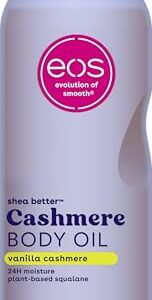 eos Cashmere Body Oil, Vanilla Cashmere, 24 Hour Moisture, Plant-Based Squalane to Soothe, Soften And Smooth Dry Skin, 6 fl oz