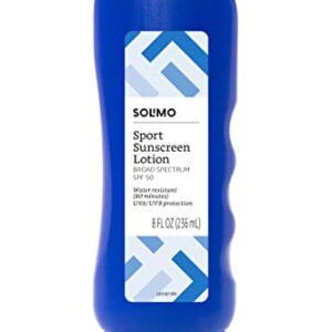Amazon Brand – Solimo Sport Sunscreen Lotion, SPF 50, Broad Spectrum UVA/UVB Protection, 8 Fluid Ounce