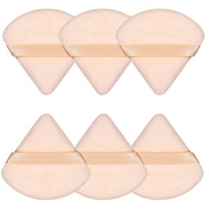 Pimoys 6 Pieces Powder Puff Face Triangle Makeup Puff Cosmetic Foundation Sponge Soft Velour Puff for Loose Powder Setting Powder Makeup Blender Sponge Beauty Makeup Tool(Flesh)