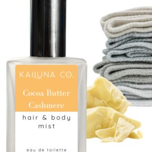 Cocoa Butter Cashmere Natural Hair & Body Mist Spray, Pure Essential and Fragrance Oils, Alcohol-Free, Handmade in California, 0.5Fl Oz