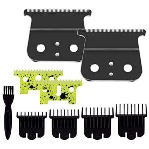 T-Outliners Replacement Blades, T Outliners Hair Trimmer Clippers Blade Compatible with Andis GTO, GO, SL and SLS Model (2 Ceramic T Blade + 2 Black Steel Blade) (Fluorescent yellow)