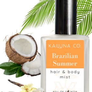 Brazilian Summer Natural Hair & Body Mist Spray Inspired by Bum Bum, Pure Essential and Fragrance Oils, Alcohol-Free, Handmade in California, 0.5Fl Oz