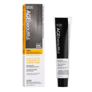 AGE beautiful Permanent Hair Color Dye Liqui Creme | 100% Gray Coverage | Anti-Aging Haircolor | Biotin for Thicker, Fuller Hair | Professional Salon Coloring | 9AA Double Ash