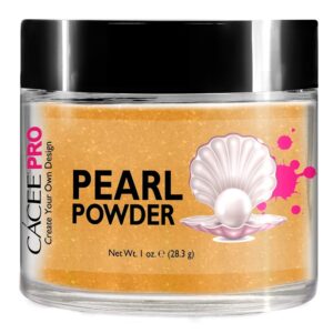 Acrylic Powder for Nails> Pearl Color Nail Art> 1oz Jar by Cacee> For Professional Acrylic Nail Kit> Premix of Pigments> Pearlescent & Metallic Effects (Honey Yellow #49)