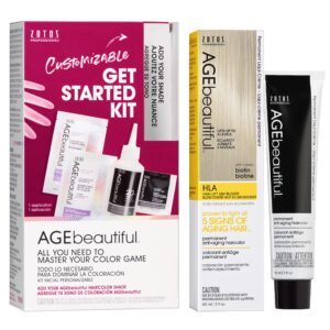 AGE beautiful Permanent Hair Color Dye Liqui Creme & Developer Starter Kit | 100% Gray Coverage | Anti-Aging | Biotin for Thicker, Fuller, Healthier Hair | HLA High Lift Ash Blonde