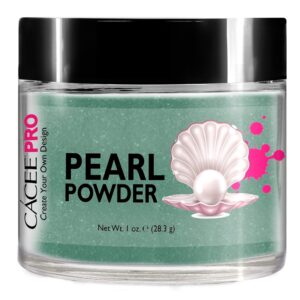 Acrylic Powder for Nails> Pearl Color Nail Art> 1oz Jar by Cacee> For Professional Acrylic Nail Kit> Premix of Pigments> Pearlescent & Metallic Effects (Russian Green Pearl #70)