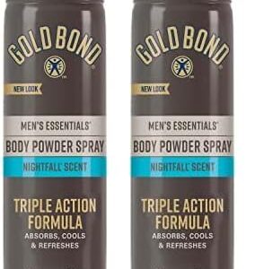 Gold Bond Men’s Essentials Talc-Free Body Powder Spray 7 oz. Nightfall Scent Wetness Protection (Pack of 2)