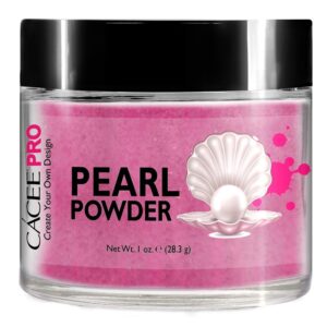 Acrylic Powder for Nails> Pearl Color Nail Art> 1oz Jar by Cacee> For Professional Acrylic Nail Kit> Premix of Pigments> Pearlescent & Metallic Effects (Fandango Pink #35)