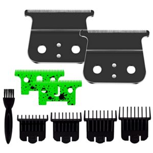 T-Outliners Replacement Blades, T Outliners Hair Trimmer Clippers Blade for Andis GTO, GO, SL and SLS Model (2 Ceramic T Blade + 2 Black Steel Blade + 4 Limit Combs + 1 Cleaning Brush) (Green)