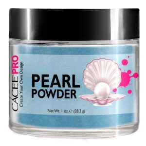 Acrylic Powder for Nails> Pearl Color Nail Art> 1oz Jar by Cacee> For Professional Acrylic Nail Kit> Premix of Pigments> Pearlescent & Metallic Effects (Carolina Blue #2)