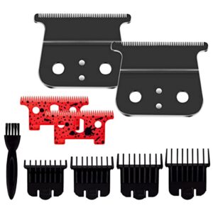 T-Outliners Replacement Blades, T Outliners Hair Trimmer Clippers Blade for Andis GTO, GO, SL and SLS Model (2 Ceramic T Blade + 2 Black Steel Blade + 4 Limit Combs + 1 Cleaning Brush) (Red)