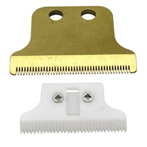 NEW! 8081#2215 Replacement Blade set + Ceramic Blades Adjustable 2 hole Replacement Blade #2215 Compliable for Wahl Detailer Corded Wahl Detailer 8081 Cordless 5 star Series (Ceramic + Gold Blade)