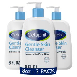 Cetaphil Face Wash, Hydrating Gentle Skin Cleanser for Dry to Normal Sensitive Skin, 8 oz 3 Pack, Fragrance Free, Soap Free and Non-Foaming