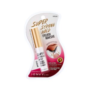 i•ENVY Super Strong Hold Eyelash Adhesive, Waterproof, 48-Hour Long-Lasting Lash Glue, Latex-Free, Hypoallergenic, Quick-Drying with Brush-On Applicator for Strip Lashes (Clear, 1 Pack)
