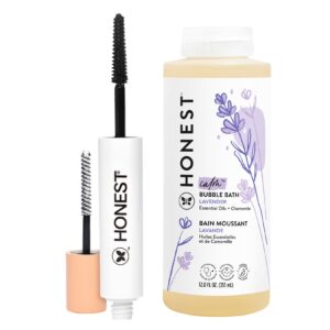 Honest Beauty Extreme Length Volumizing Clean Mascara + Honest Lavender Foaming Bubble Bath Bundle | Naturally Derived + Cruelty Free | 0.27 fl oz, 12 fl oz