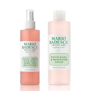 Mario Badescu Rose Water Facial Spray & Witch Hazel Rosewater Toner Bundle | Hydrating Face Mist + Alcohol-Free Toner with Witch Hazel & Rose Extract | Rejuvenates, Clarifies & Refreshes Skin | For Al