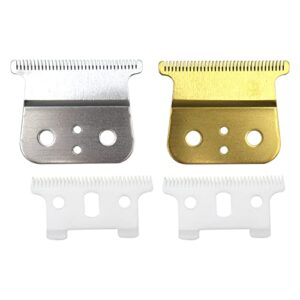 2 Pair T-shaped Replacement Blade by RIUSE Beard Trimmer Replacement Set (Gold and Silver Short Teeth)