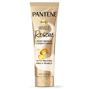 Pantene Miracle Rescue Deep Conditioner with Melting Pro-V Pearls – For Dry, Damaged, or Color-Treated Hair – Intense Moisture & Repair – 8.0 Oz