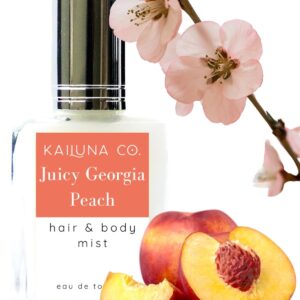 Juicy Georgia Peach Natural Hair & Body Mist Spray, Pure Essential and Fragrance Oils, Alcohol-Free, Handmade in California, 0.5Fl Oz