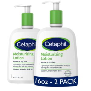 Cetaphil Face & Body Moisturizer, Hydrating Moisturizing Lotion for All Skin Types, Suitable for Sensitive Skin, NEW 16 oz Pack of 2, Fragrance Free, Hypoallergenic, Non-Comedogenic